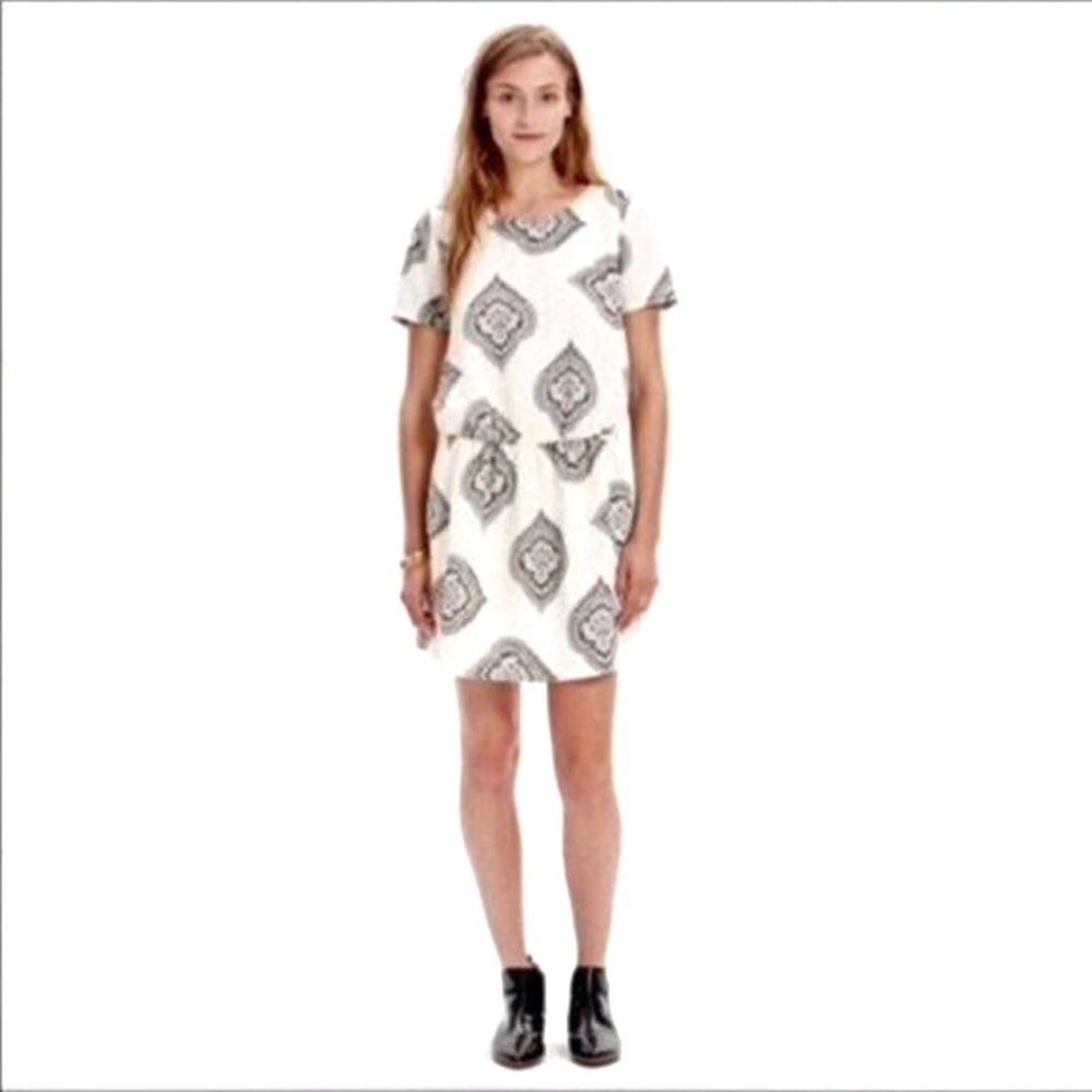 Madewell Ivory "Estate Paisley" Drop Waist Fully Lined Dress